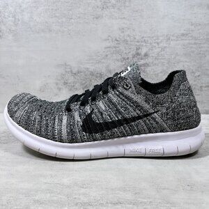 Nike Free RN Flyknit Running Shoes - Women's Size 8.5 - Black White